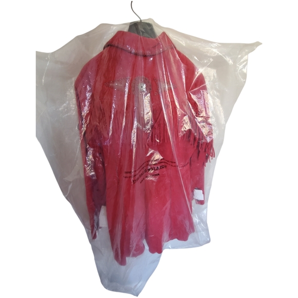 Scully NWT Red Long Leather Suade Jacket With Fringe & Silver Embellishments XXL - Picture 12 of 12